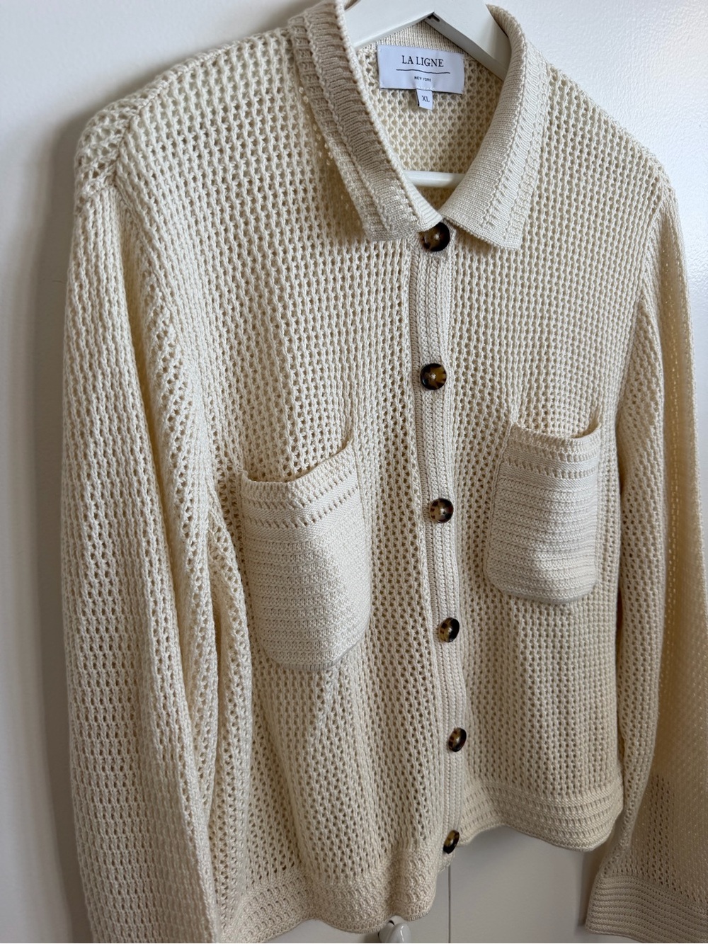 La Ligne Cotton Crochet Cardigan, XL